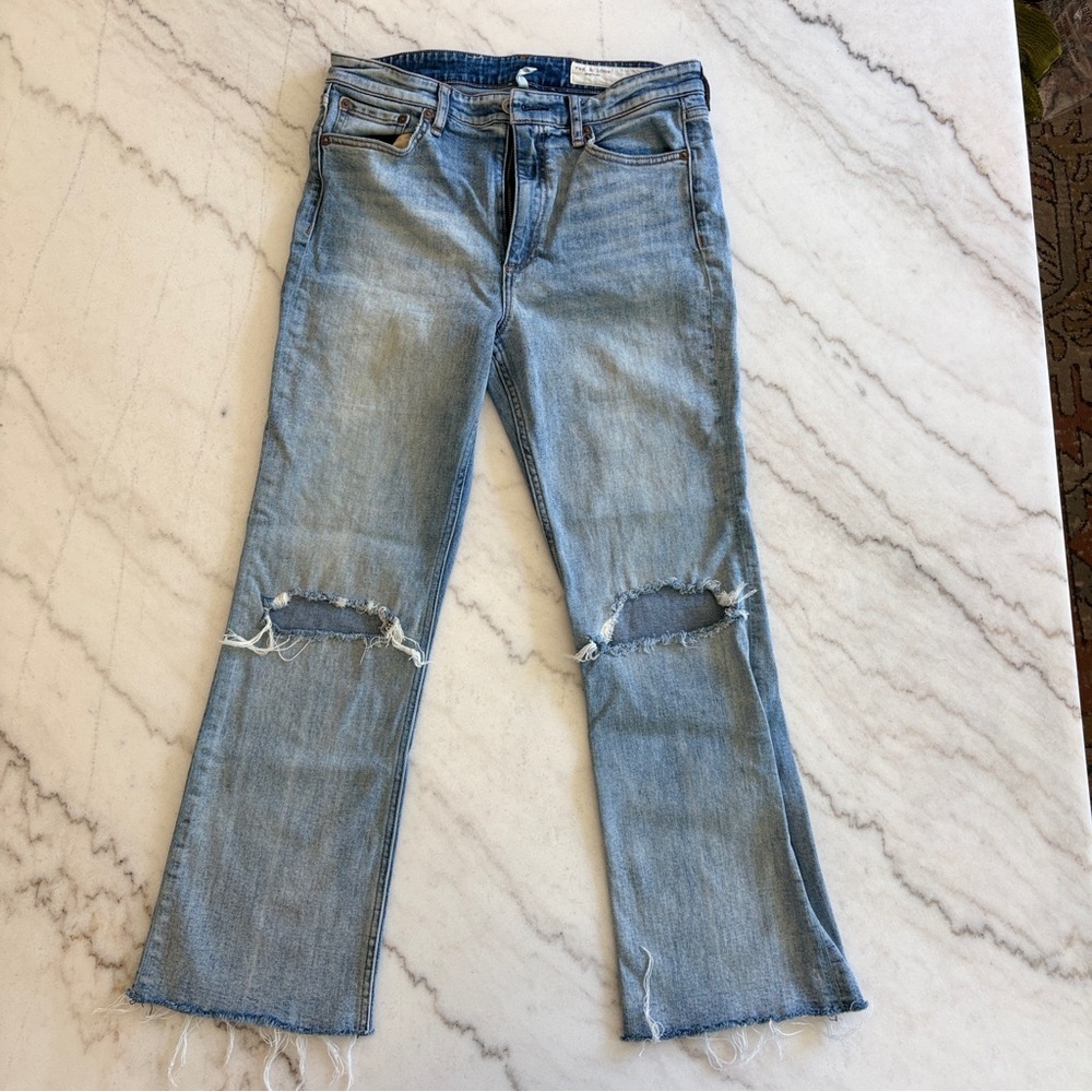 rag & bone Nina High-Waisted Ankle Distressed Flare Jeans